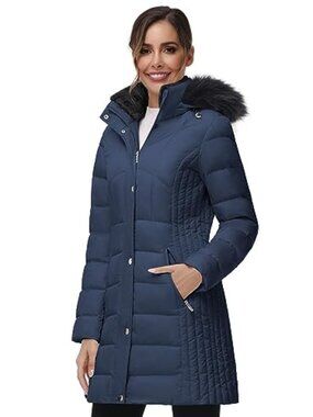 🆕 Women Winter Down Puffer Coat Warm Hooded Mid-Length Down Jacket for Women